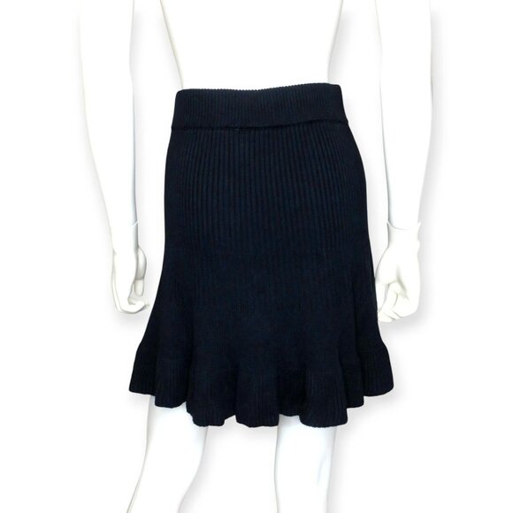 Free People Solid Gold Skirt Sweater Knit Black Ribbed Mini Skirt Women's Small - Picture 5 of 6